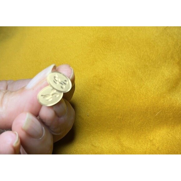 Oval Engraved Initial K Post Earrings 14K Solid Yellow Gold W 14K Backs 1.1 Gram - Picture 7 of 9